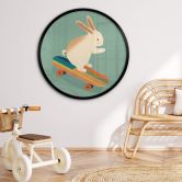 Poster Treechild - Niedlicher Hase auf einem Skateboard - Rund 