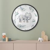 Poster Niedlicher Babyelefant zwischen Boho-Zweigen - UN Designs - Rund 
