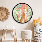 Poster Goed Blauw - Tropisch Pink - Rund 