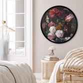 Poster de Heem - Stillleben mit Blumen in einer Glasvase - Rund 