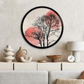 Poster Kubistika - Sonne und Mond hinter dem Baum - Rund 