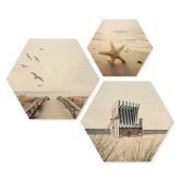 Hexagon Holzbild Strand und Meer Set (3-teilig) 