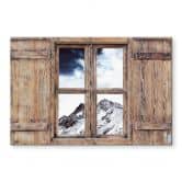 Spritzschutz 3D Holzfenster - Snow Mountain 