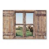 Spritzschutz 3D Holzfenster - Highland Cow 01 