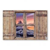 Spritzschutz 3D Holzfenster - Top of the Mountain 