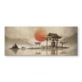 Spritzschutz Japanischer Tempel im Sonnenaufgang - Roze - Panorama 