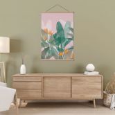 Stoffbild Botanische Illustration in Grün und Rosa - Goed Blauw 