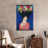 Affiche textile Femme avec des fleurs dans les cheveux - Hülya 