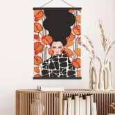 Stoffbild Frau mit Retro-Mohnblumen - Hülya 