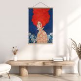 Textielposter vrouw met rood haar en bloemen - Hülya 