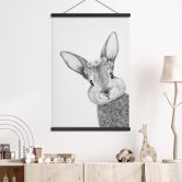 Stoffbild Niedlicher Hase mit Kamillenblumen - Korenkova 