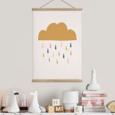 Textielposter Vrolijke regen in pastelkleuren - Menina Lisboa 