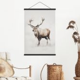 Stoffbild Hirsch im weißen Winter - Magnusson 