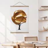 Stoffbild Baum mit goldener 3D-Krone - Mielu 