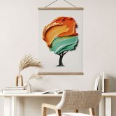 Stoffbild Baum mit oranger und grüner 3D-Krone - Mielu 