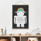Stoffbild Regenbogen-Roboter Sleep Laugh Create - Treechild 