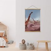 Stoffbild Im Land der Dinosaurier - Braun 