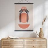 Tekstil plakat Abstrakt geometri i ferskenfarver - Kubistika 