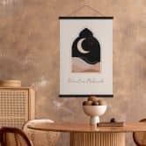 Tekstil plakat Ramadan Mubarak halvmåne 