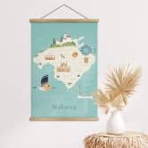 Stoffbild Karte von Mallorca - Reisemotiv - Rivers 