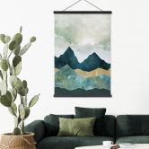 Stoffbild Sonnige Landschaft in Blau und Gold - SpaceFrog Designs 