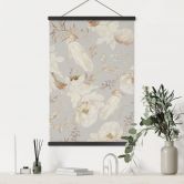 Affiche textile Oiseaux parmi les fleurs blanches - UN Designs 