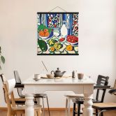 Stoffbild Obst und Gemüse auf dem Küchentisch - Inspiriert von Matisse - Zamart 