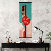 Affiche textile Do Not Stop - Panneau sur fond de ciel bleu turquoise - CosmoZach 