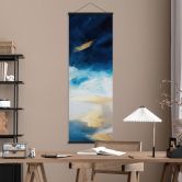 Stoffbild Pinselstriche Blau und Gold - Panorama - Haniff 