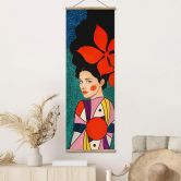 Stoffbild Frau mit roten Blumen im Haar - Hülya - Panorama 