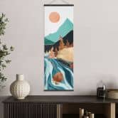 Stoffbild Berg Land Fluss - SpaceFrog Designs - Panorama 
