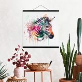 Stoffbild Heine - Regenbogen Zebra - Quadratisch 