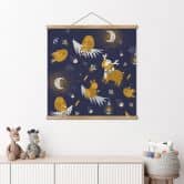 Affiche textile Animaux de la forêt dans la nuit - UN Designs 