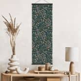 Affiche textile Fleurs des champs Vintage - Vert foncé - Bloomery Decor - Panorama 