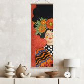 Stoffbild Lächelnde Frau mit orangen Blumen - Hülya - Panorama 