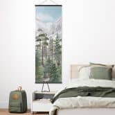 Affiche textile Animaux de la forêt alpine verte - Kikki Belle - Panorama 
