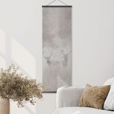 Textielposter Herten in het nevelwoud - Ms Tiff - Panorama 