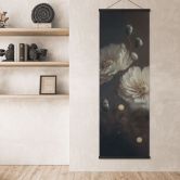 Stoffbild Weiße Blumen mit Goldstaub - Treechild - Panorama 