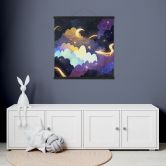 Textile poster kite flying through starry clouds - DigitalArtsi 
