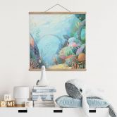 Textile poster coral reef in blue lagoon - DigitalArtsi 