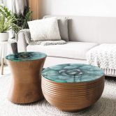 Tischplatte aus Glas - Agave 02 - Rund 