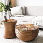 Tischplatte aus Glas - Goldende Wipfel - Rund 