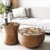 Tischplatte aus Glas - Wood Slices - Rund 