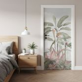 Türfolie Tropische Idylle mit Kolibri blau - Bloomery Decor - Selbstklebende Türdeko 