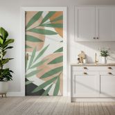 Door foil Abstract branches in tropical look - Costa - Self-adhesive door decoration 