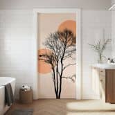 Türfolie Sonne und Mond in Orange - Kubistika - Selbstklebende Türdeko 