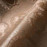 Versace Home Designer Vliestapete Medusakopf Taler Luxus Tapete Rosa glänzend 