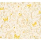 Versace wallpaper Vliestapete Butterfly Barocco Barocktapete mit Ornamenten silber, gelb, creme 