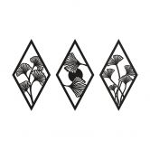 Wanddeko Ginko Blätter Set - Rautenform - Acrylglas (3-teilig) 