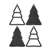 Holzdeko Weihnachten - Tannenbaum Anhänger MDF (4-teilig) - je 8x10 cm 